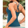 image:imageWomen Tankini Swimsuit Tops Only  Tummy Control Bathing Suit Top 2025 Modest V Neck Twist Front Cutout Swim Top No BottomTeal
