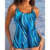 image:imageWomens Flowy Tankini Tops Only  Modest Bathing Suit Loose Fit Swimsuit Swim Tops No Bottom 2025 Available in PlusBlue Wavy Pattern