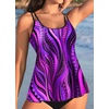 image:imageWomens Flowy Tankini Tops Only  Modest Bathing Suit Loose Fit Swimsuit Swim Tops No Bottom 2025 Available in PlusPurple Wavy Pattern