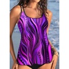 image:imageWomens Flowy Tankini Tops Only  Modest Bathing Suit Loose Fit Swimsuit Swim Tops No Bottom 2025 Available in PlusPurple Wavy Pattern