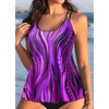 image:imageWomens Flowy Tankini Tops Only  Modest Bathing Suit Loose Fit Swimsuit Swim Tops No Bottom 2025 Available in PlusPurple Wavy Pattern