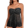image:imageTalisea Women Bandeau Tankini Top Only Mesh Strapless Swimsuits Top Halter Flyaway Bathing Suits No BottomBlack Dot