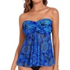 image:imageTalisea Women Bandeau Tankini Top Only Mesh Strapless Swimsuits Top Halter Flyaway Bathing Suits No BottomBlue Paisley