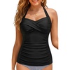 image:imageWomen Tankini Bathing Suit Top  Halter Swim Tops Only Tummy Control No Bottom SwimwearBlack
