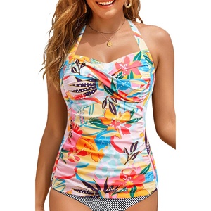 image:imageWomen Tankini Bathing Suit Top  Halter Swim Tops Only Tummy Control No Bottom SwimwearPink Flower