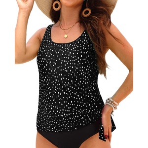 image:imageWomen Tankini Swim Top Only  Swimsuit Bathing Suit Top Side Tie Swim Top No Bottom 2025Black Dot