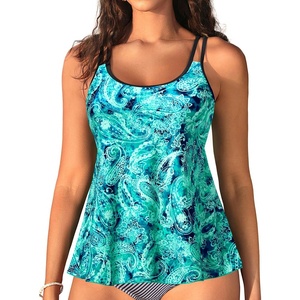 image:imageWomens Flowy Tankini Tops Only  Modest Bathing Suit Loose Fit Swimsuit Swim Tops No Bottom 2025 Available in PlusGreen Paisley