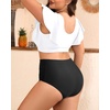 image:imagePlus Size Bikini Two Piece Swimsuit  Women High Waisted Tummy Control Bathing Suit with Sleeve Swimwear 2025White and Black
