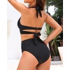image:imageTalisea High Waisted Bikini Set for Women Two Piece Tummy Control Swimsuit Halter Push Up Bathing Suits with Twist Front TopBlack