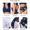 image:imageTalisea High Waisted Bikini Set for Women Two Piece Tummy Control Swimsuit Halter Push Up Bathing Suits with Twist Front TopBlue Floral