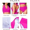 image:imageTalisea High Waisted Bikini Set for Women Two Piece Tummy Control Swimsuit Halter Push Up Bathing Suits with Twist Front TopHot Pink