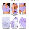 image:imageTalisea High Waisted Bikini Set for Women Two Piece Tummy Control Swimsuit Halter Push Up Bathing Suits with Twist Front TopLavender Purple
