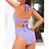 image:imageTalisea High Waisted Bikini Set for Women Two Piece Tummy Control Swimsuit Halter Push Up Bathing Suits with Twist Front TopLavender Purple