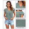 image:imageTalisea Women Summer Blouse Ruffle Short Sleeve V Neck Swiss Dot Dressy Casual Flowy Top ShirtGreen