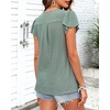 image:imageTalisea Women Summer Blouse Ruffle Short Sleeve V Neck Swiss Dot Dressy Casual Flowy Top ShirtGreen