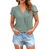 image:imageTalisea Women Summer Blouse Ruffle Short Sleeve V Neck Swiss Dot Dressy Casual Flowy Top ShirtGreen