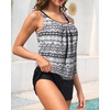 image:imageBlouson Tankini Swimsuit with Shorts  Womens Two Piece with Pockets Tummy Control Bathing Suit Modest Swimwear 2025Black Tribal