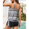 image:imageBlouson Tankini Swimsuit with Shorts  Womens Two Piece with Pockets Tummy Control Bathing Suit Modest Swimwear 2025Black Tribal