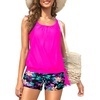 image:imageBlouson Tankini Swimsuit with Shorts  Womens Two Piece with Pockets Tummy Control Bathing Suit Modest Swimwear 2025Pink Floral