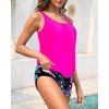 image:imageBlouson Tankini Swimsuit with Shorts  Womens Two Piece with Pockets Tummy Control Bathing Suit Modest Swimwear 2025Pink Floral