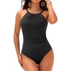 image:imageTalisea High Neck One Piece Swimsuit Tummy Control for Women Mesh Ruched Slimming Bathing Suit Full Coverage Swimwear