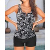 image:imageTalisea Tankini Two Piece with Shorts  Womens Tummy Control Swimsuit with Pockets Bathing Suit with VWire Boy ShortsBlack Floral