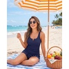 image:imageTalisea Tankini Two Piece with Shorts  Womens Tummy Control Swimsuit with Pockets Bathing Suit with VWire Boy ShortsBlue Dot