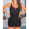 image:imageTalisea Tankini Two Piece with Shorts  Womens Tummy Control Swimsuit with Pockets Bathing Suit with VWire Boy ShortsColorful Black