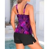 image:imageTalisea Tankini Two Piece with Shorts  Womens Tummy Control Swimsuit with Pockets Bathing Suit with VWire Boy ShortsPurple Leaf