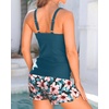 image:imageTalisea Tankini Two Piece with Shorts  Womens Tummy Control Swimsuit with Pockets Bathing Suit with VWire Boy ShortsTeal Floral