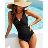 image:imageTummy Control Tankini Top Only  Women Twist V Neck Swim Tops Criss Cross Swimsuit Bathing Suit Top 2025Black
