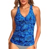 image:imageTummy Control Tankini Top Only  Women Twist V Neck Swim Tops Criss Cross Swimsuit Bathing Suit Top 2025Blue Paisley
