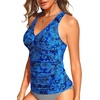 image:imageTummy Control Tankini Top Only  Women Twist V Neck Swim Tops Criss Cross Swimsuit Bathing Suit Top 2025Blue Paisley