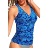 image:imageTummy Control Tankini Top Only  Women Twist V Neck Swim Tops Criss Cross Swimsuit Bathing Suit Top 2025Blue Paisley