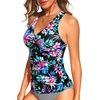 image:imageTummy Control Tankini Top Only  Women Twist V Neck Swim Tops Criss Cross Swimsuit Bathing Suit Top 2025Colorful Floral