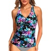 image:imageTummy Control Tankini Top Only  Women Twist V Neck Swim Tops Criss Cross Swimsuit Bathing Suit Top 2025Colorful Floral