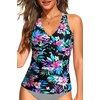 image:imageTummy Control Tankini Top Only  Women Twist V Neck Swim Tops Criss Cross Swimsuit Bathing Suit Top 2025Colorful Floral