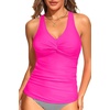 image:imageTummy Control Tankini Top Only  Women Twist V Neck Swim Tops Criss Cross Swimsuit Bathing Suit Top 2025Hot Pink