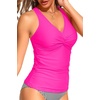 image:imageTummy Control Tankini Top Only  Women Twist V Neck Swim Tops Criss Cross Swimsuit Bathing Suit Top 2025Hot Pink