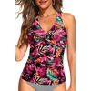 image:imageTummy Control Tankini Top Only  Women Twist V Neck Swim Tops Criss Cross Swimsuit Bathing Suit Top 2025Red Leaves