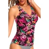 image:imageTummy Control Tankini Top Only  Women Twist V Neck Swim Tops Criss Cross Swimsuit Bathing Suit Top 2025Red Leaves