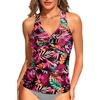 image:imageTummy Control Tankini Top Only  Women Twist V Neck Swim Tops Criss Cross Swimsuit Bathing Suit Top 2025Red Leaves