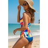 image:imageWomen Halter Tankini Swim Top  Tummy Control Swimsuit Bathing Suit Top Front Tie Knot Swim Top Only 2025Color Block