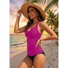 image:imageWomen Halter Tankini Swim Top  Tummy Control Swimsuit Bathing Suit Top Front Tie Knot Swim Top Only 2025Purple