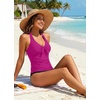 image:imageWomen Halter Tankini Swim Top  Tummy Control Swimsuit Bathing Suit Top Front Tie Knot Swim Top Only 2025Purple