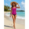 image:imageWomen Halter Tankini Swim Top  Tummy Control Swimsuit Bathing Suit Top Front Tie Knot Swim Top Only 2025Purple