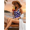 image:imageWomen Halter Tankini Swim Top  Tummy Control Swimsuit Bathing Suit Top Front Tie Knot Swim Top Only 2025Purple Flowers