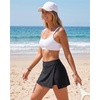 image:imageWomens Mid Rise Swim Skirt  Bathing Suit Skirt with Builtin Shorts Split Skort Swimsuit Bottoms Swimwear 2025Black