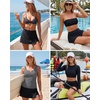 image:imageWomens Mid Rise Swim Skirt  Bathing Suit Skirt with Builtin Shorts Split Skort Swimsuit Bottoms Swimwear 2025Black