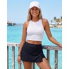 image:imageWomens Mid Rise Swim Skirt  Bathing Suit Skirt with Builtin Shorts Split Skort Swimsuit Bottoms Swimwear 2025Black